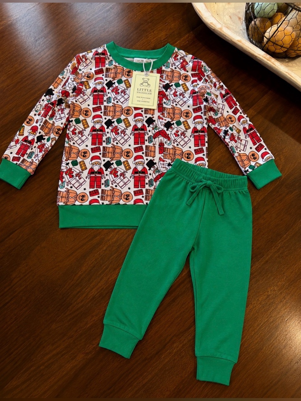 Little Snuggles Red, Green & White Lego Bamboo Christmas Set 4t